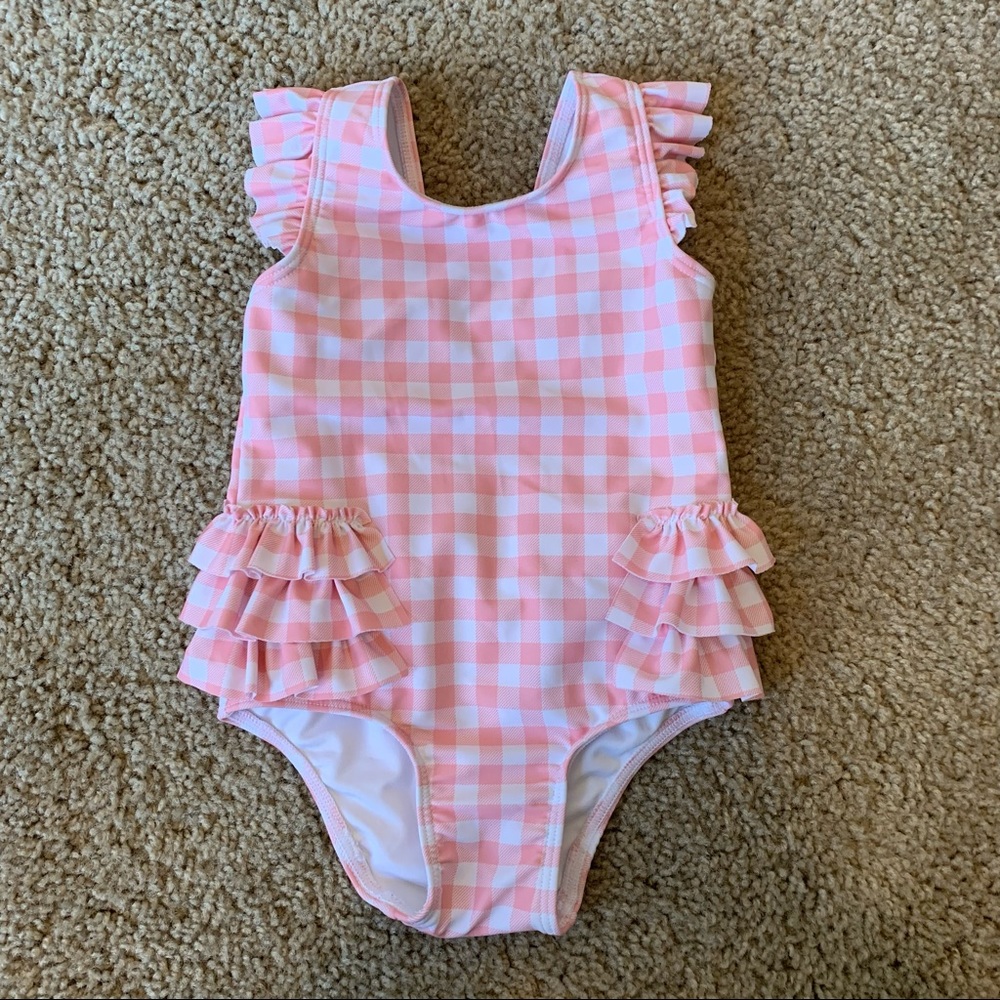 Brand New Pink Gingham Ruffle One Piece Swimsuit Baby/Toddler by Tucker + Tate
